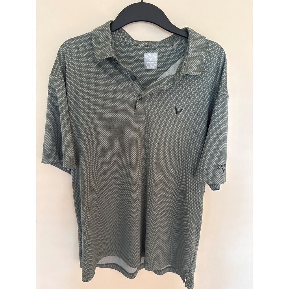 Callaway Opti-Dri Golf Polo Shirt Mens XL Olive Green Chevron Micro Pattern
